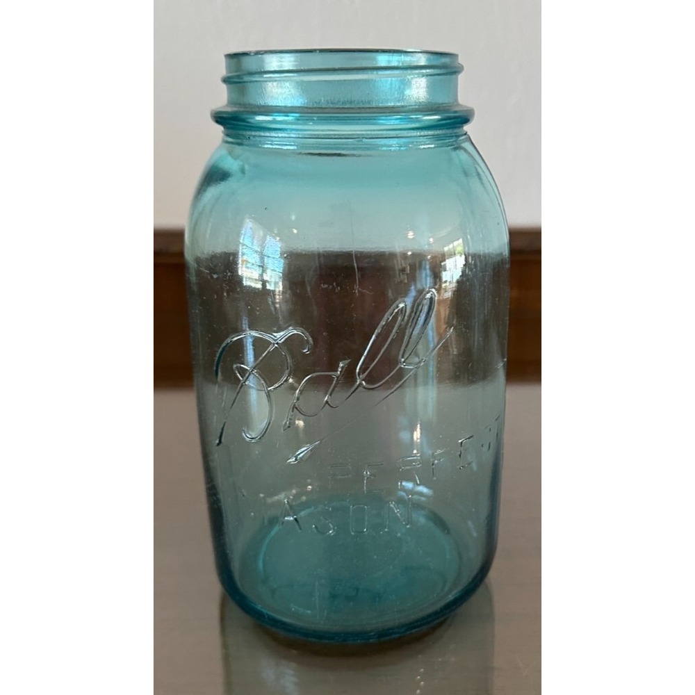 Vintage Aqua Blue Ball Perfect Mason Quart 1qt Jar #7